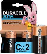Duracell (1 Confezione) Duracell Ultra Batterie 2pz MezzaTorcia LR14 MX1400 C